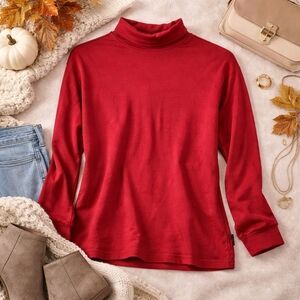 Woolrich Red Turtle Neck Long Sleeve Medium Cotton Casual Fall Layering Shirt
